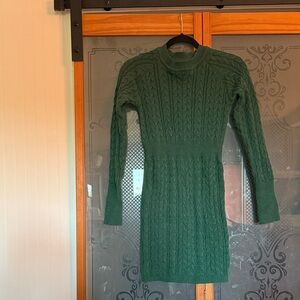 SHEIN Dark Green Long Sleeve Knit Dress
